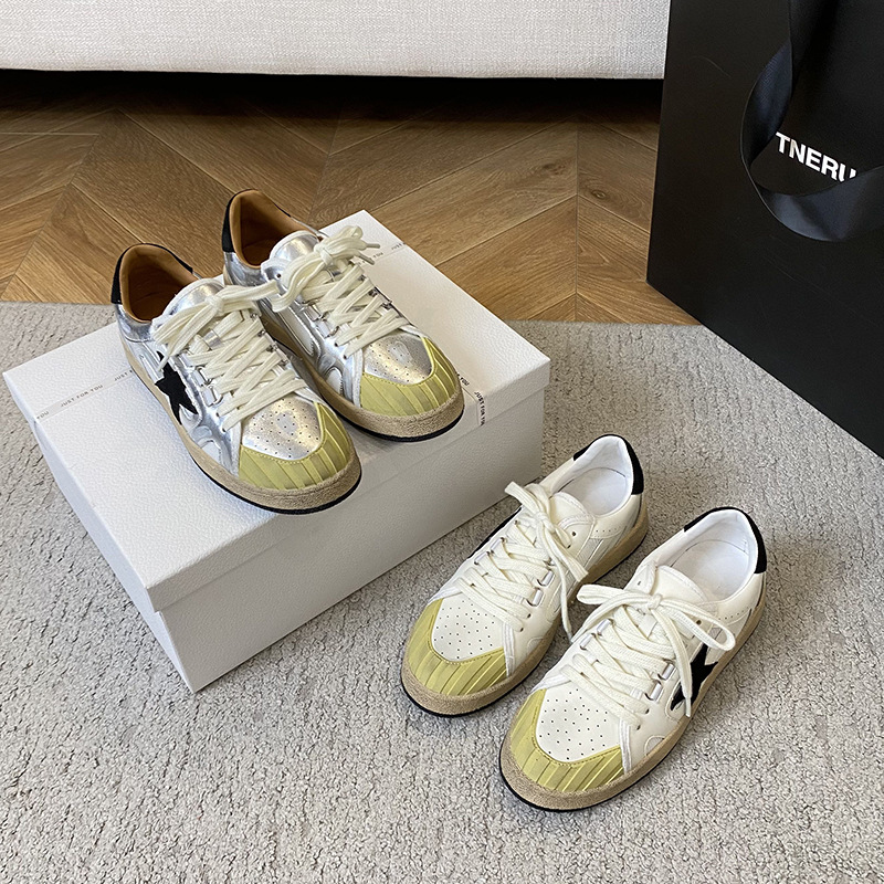 小白鞋女2025秋冬新款休闲小个子厚底增高运动休闲脏脏擦色板鞋女