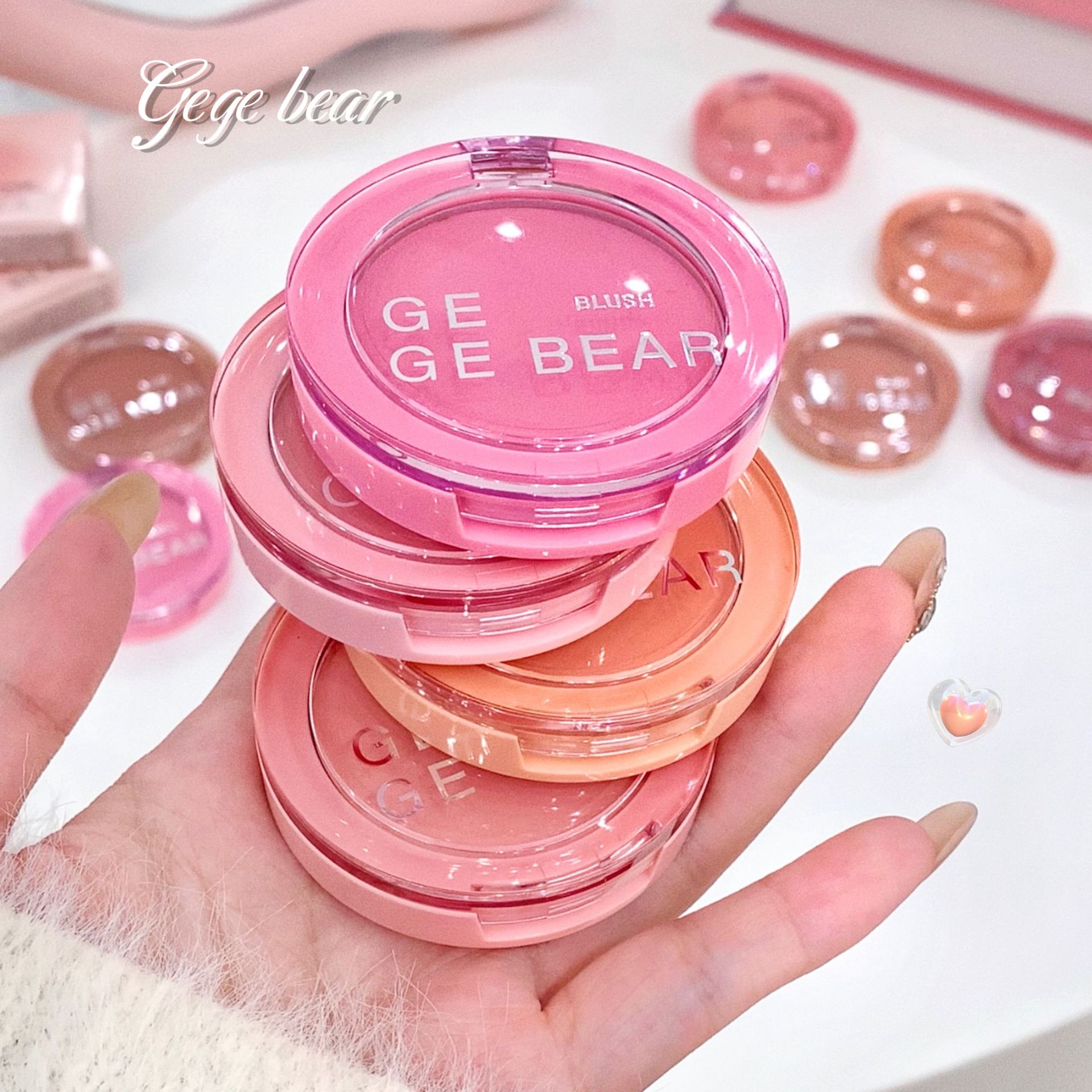 Gege bear blush color agradable, maquillaje no volando, polvo puro, cariñoso blush coreano para la fiesta estudiantil.