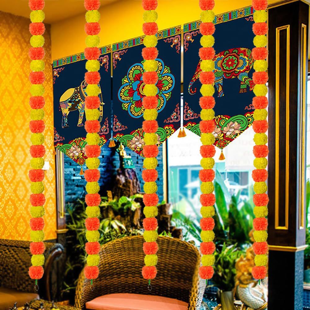 Decoración de bodas india, caléndula, flor, ayuno de Halloween, corona de adoración, festival de muertos de México, Diwali