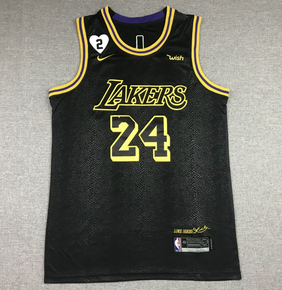 NBA вышитая баскетбольная майка No. 24 Kobe Мамба змея рисунок Kobe спереди No. 8 No. 24 Lakers Kobe Jersey