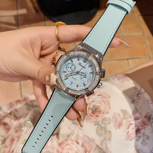 Timini  new casual fashion five-pin disc real silicone band watch temperament water diamond English watch for women