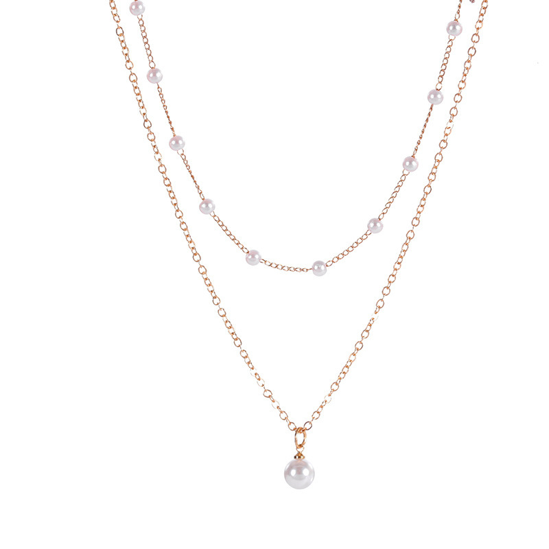 Collana con pendente di perle a strati per donna elegante_voghion.com