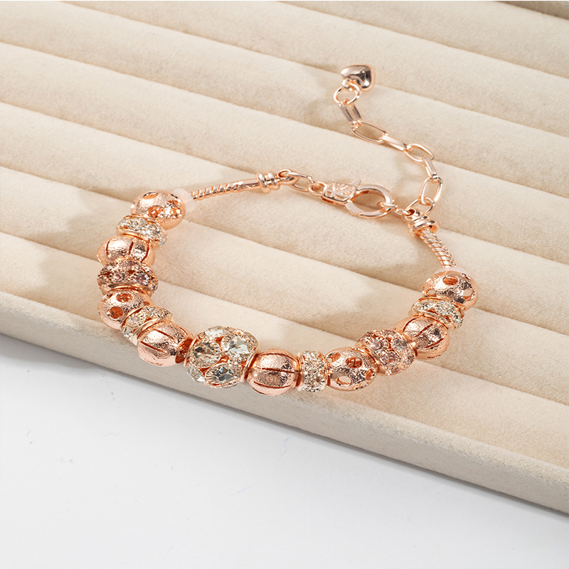 Panjia pulsera Dora DIY cuentas de moda personalidad explosiva transfronteriza diamantes circular hueco ajustable pulsera de cobre