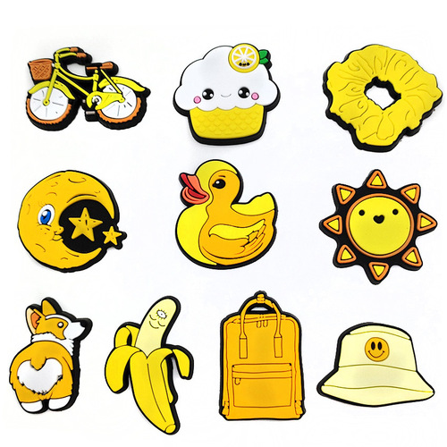 Cartoon Fresh VSCO Series Crocs Shoes Flower Shoe Buckle Yellow Green Pink Cute DIY Shoe Accessories