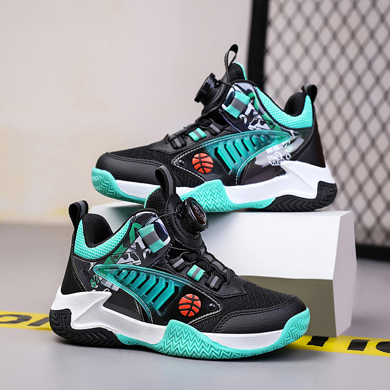 Tênis de basquete infantil em mesh com fecho rotativo_voghion.com