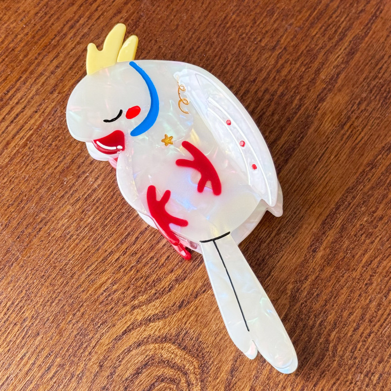 デザインされた漫画の動物の鳥アセテートヘアピン、多用途でかわいいヘアクリップ、後頭部のシャーククリップヘアアクセサリー|undefined