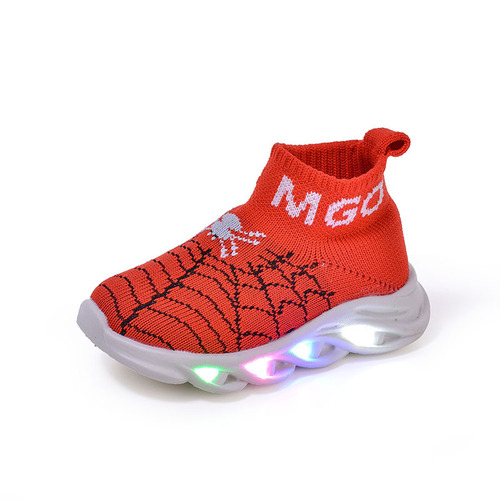 Spring and Autumn Children's Light-Up Sneakers for Young Children: Spider-Man LED Flashing Kids' Shoes