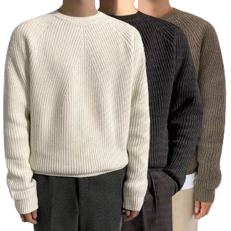 Cross-Border Popular European Size Large Size Solid Color Knitwear Men's Solid Color Business Suit Bottoming Factory Wholesale Cross-Border Popular European Size Large Size Solid Color Knitwear Men's Solid Color Business Suit Bottoming Factory Wholesale