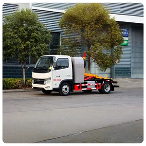 Foton pure electric hook-lift garbage truck with multi-volume bins, sealed anti-seepage sanitation vehicle for kitchen waste