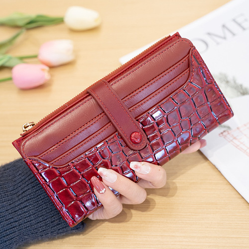 Cross-border style new style stone pattern fashion long women's wallet multi-card slot zipper large capacity PU wallet clutch