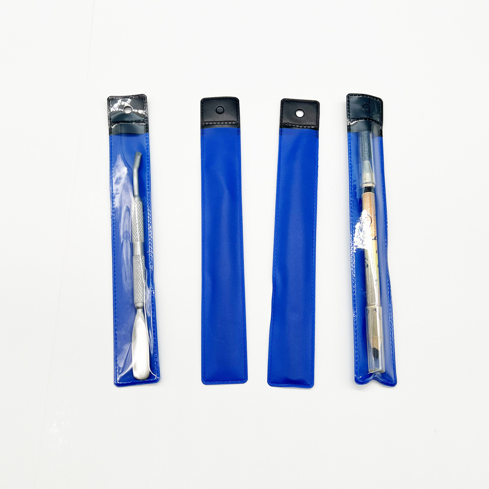 Color PVC bolsa larga cepillo de maquillaje bolsa de almacenamiento de plástico abierto Acero empuje codo pinzas bolsa de embalaje de PVC