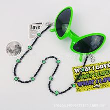 新款欧美风嘻哈情侣款外星娃娃眼镜链口罩链防掉装饰链街头潮项链