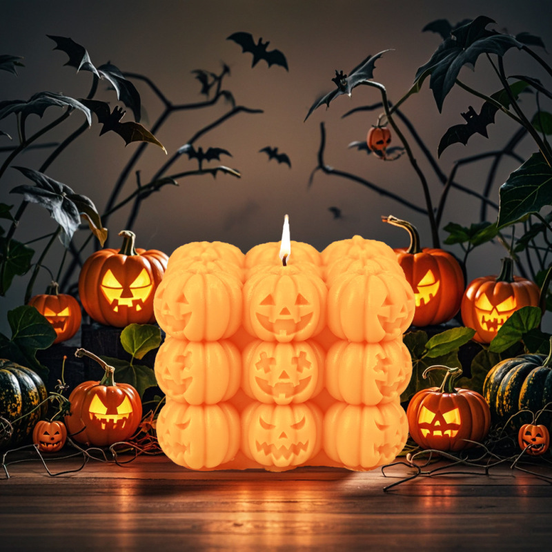 ハロウィーンのかぼちゃのルービックキューブのつまみの金型セットのアロマの手作りのろうそくのシリカゲルの膜具の拡香石の置物の卸売り|undefined