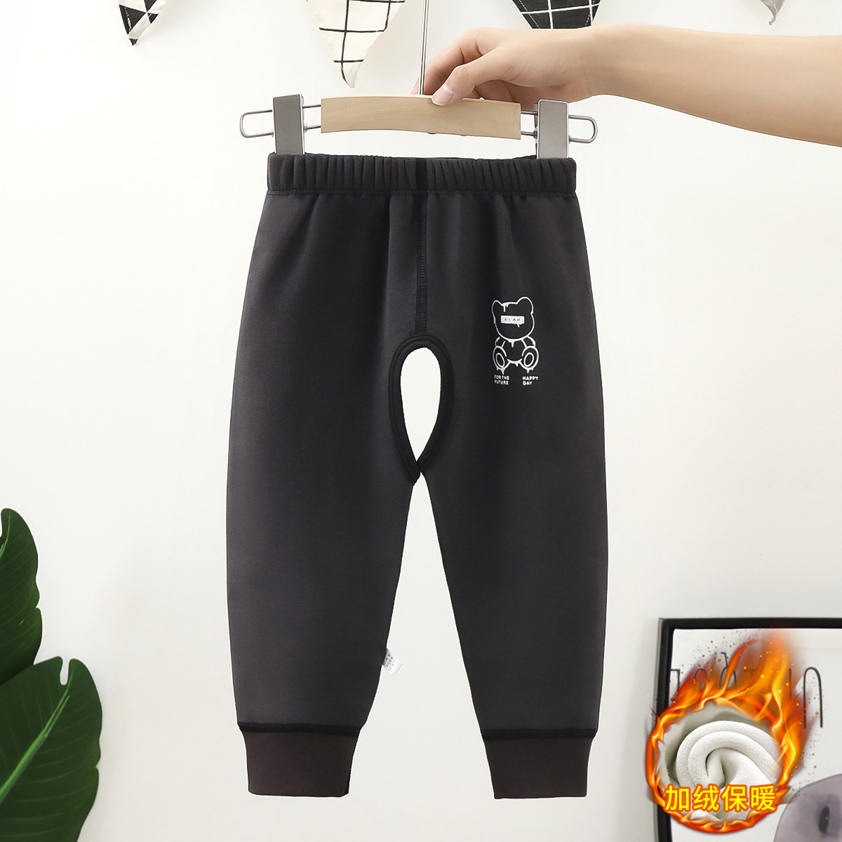 봄 가을과 겨울 남성과 여성  크로스 크로트 기모 따뜻한 바지 외부 착용  오픈 크로트 바지 기저귀 프리 바지