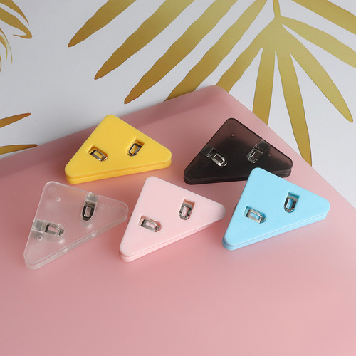ins style plastic corner clip transparent test paper data storage clip note clip sewing edge triangle clip long tail clip