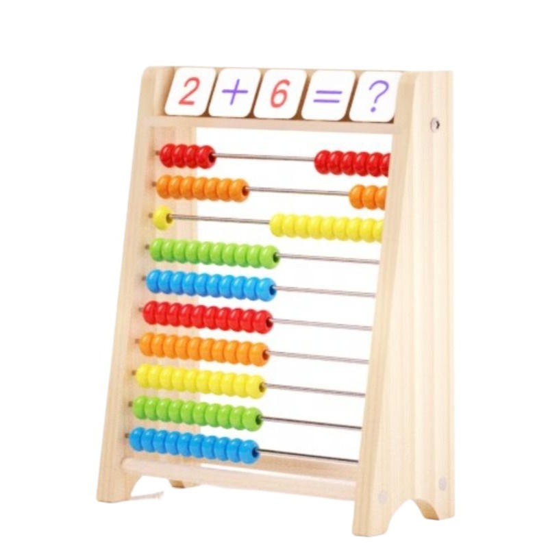 Niños de madera colorido digital de diez archivos de computación en rack aritmética Abacus niño iluminación juguetes de educación temprana al por mayor