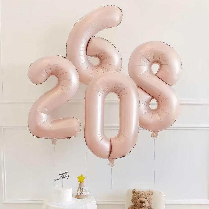 40inch アルミフィルムデジタルバルーン ベビーブルーピンク 女の子の誕生日シーンの装飾 ベビー123歳の誕生日の装飾|undefined
