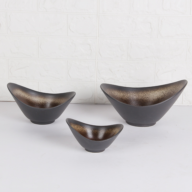 Retro creativo lingote forma decoración de cerámica plato de fruta plato Hotel hogar plato frío sashimi plato de sopa