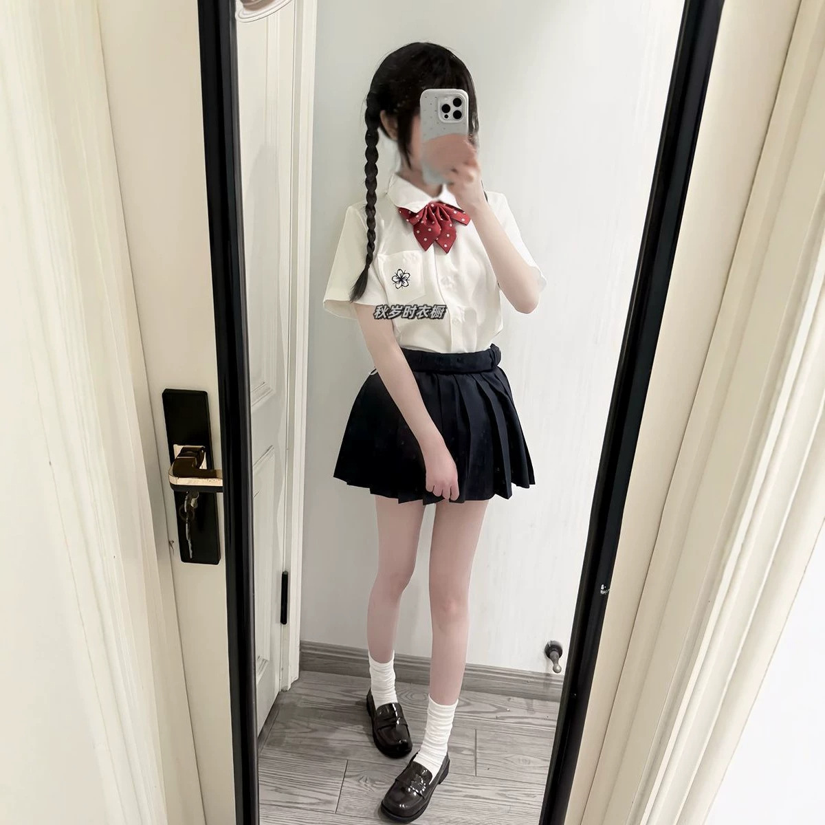 原创日系夏季新樱花衬衫学院风穿搭套装JK制服短袖衬衣百褶裙套装