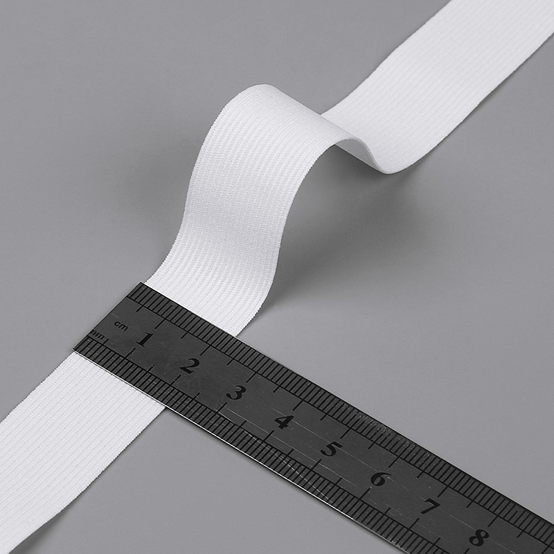 三丁厂家批发高弹力黑白钩编松紧带平纹扁橡筋针织松紧婴儿裤腰弹详情7