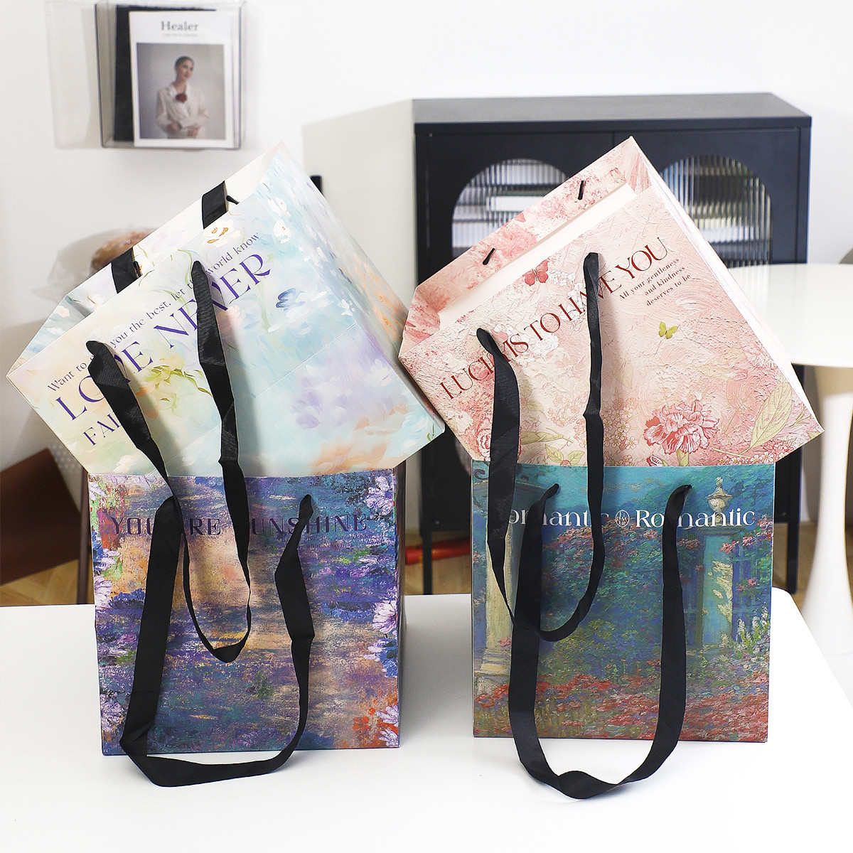 520 bolsas de paquete de flores bolsas de mano arreglos de flores materiales de flores al por mayor bolsas de regalo cuadradas retro al por mayor