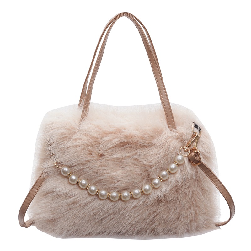 Bolso de mano peludo 2024 nueva moda bolso cuadrado de lana de perla texturizado bolso de mujer