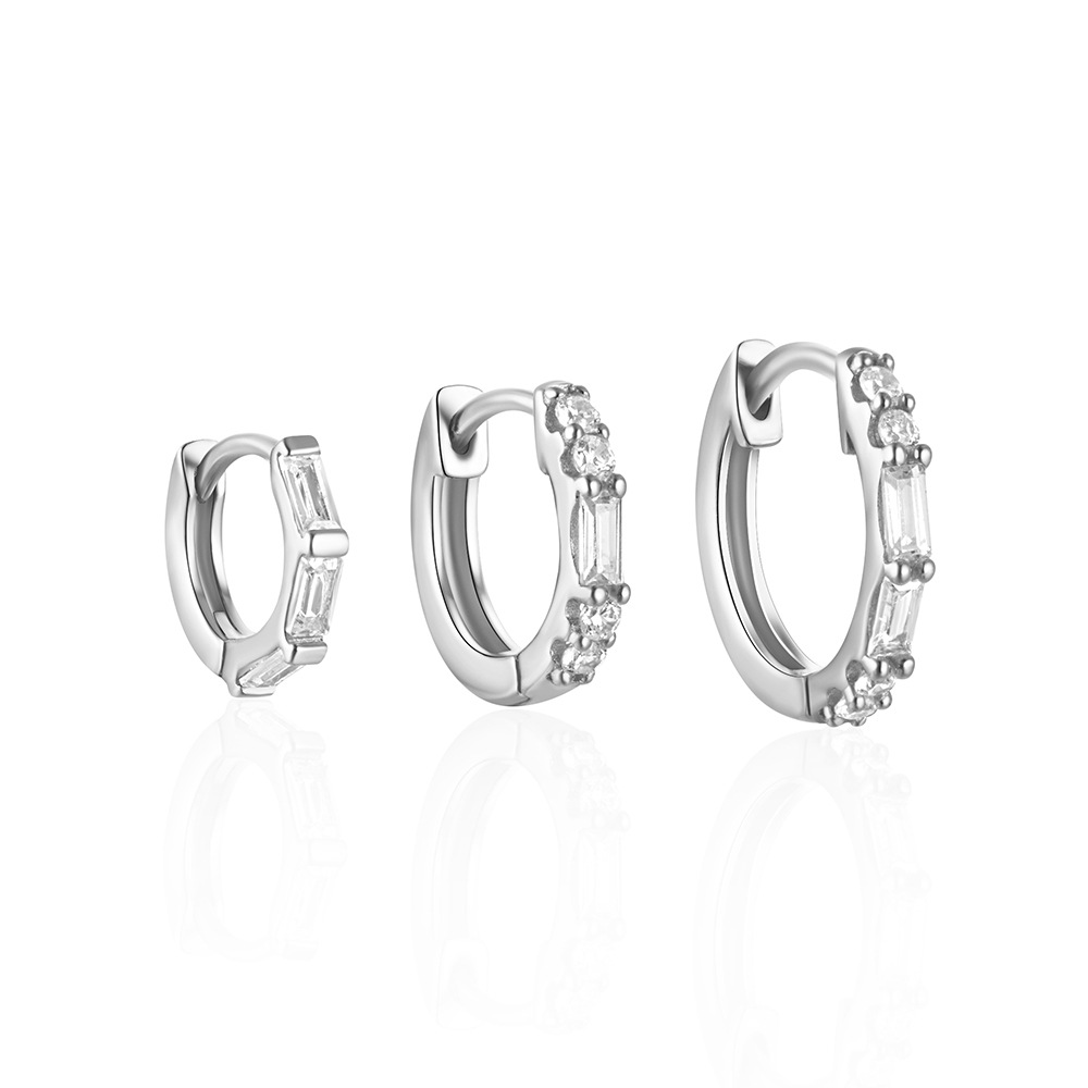 3 Pieces Set Simple Style Commute Geometric Plating Inlay Sterling Silver Zircon Earrings display picture 85