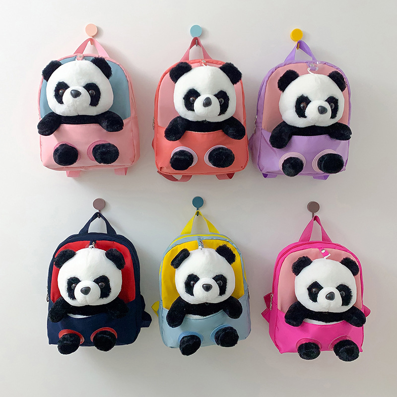 Nueva mochila para niños de dibujos animados lindo panda muñeca mochila de jardín de infantes mochila ligera para niños