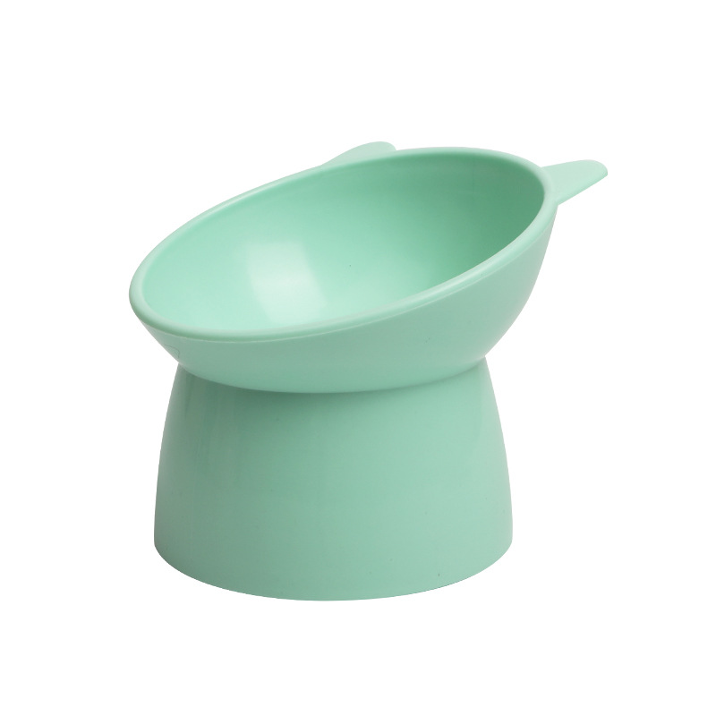 Cuenco alto, boca inclinada para gatos, cuenco de comida, alimentación anti-volcado, cuenco de gato, cuenco de plástico para mascotas, estante para cuenco para mascotas al por mayor