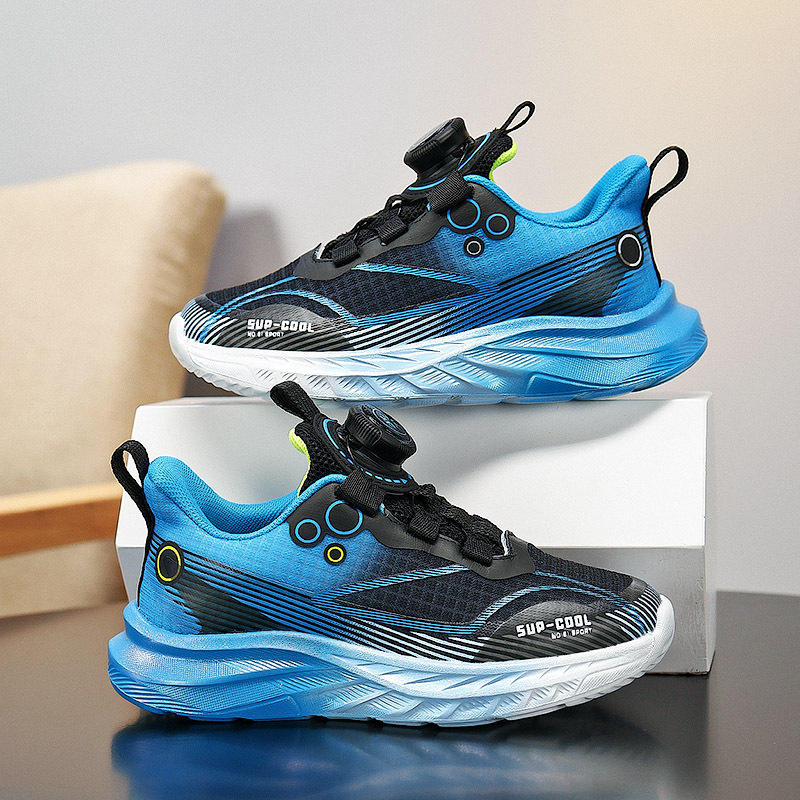 Calzado deportivo ligero para niños modelos de primavera y otoño zapatos para correr con botones giratorios transpirables para niñas
