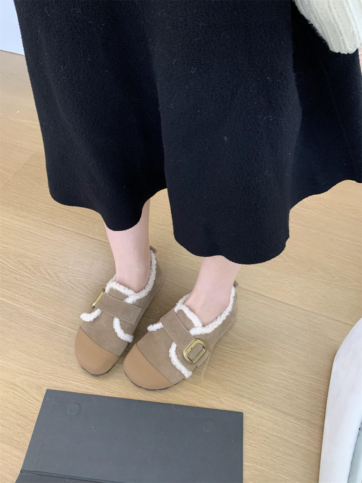 Scarpe basse donna tipo bean shoes foderate in peluche inverno_voghion.com