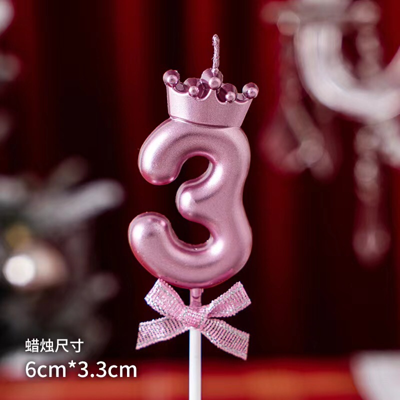 网红彩色皇冠蝴蝶结数字蜡烛生日蛋糕装饰插件周岁派对烘焙装扮|undefined