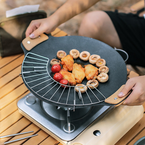 Outdoor barbecue plate handle camping accessories anti-scalding wooden clip suitable for 29 and 33cm medical stone grill pan handle