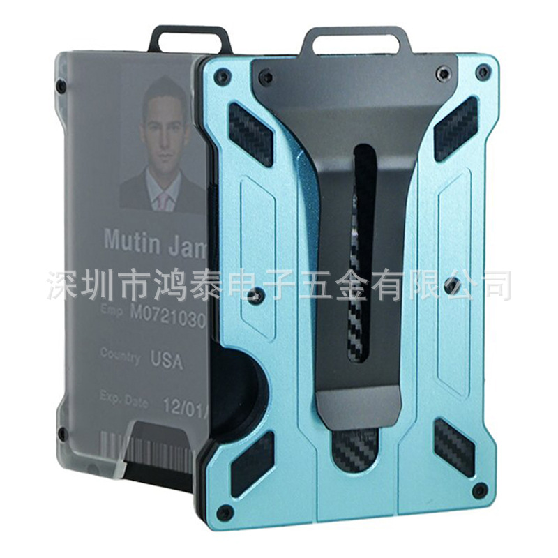 Amazon nuevo titular de la tarjeta de aleación de aluminio transparente insignia RFID metal billetera titular de la tarjeta de trabajo con la posición de la insignia