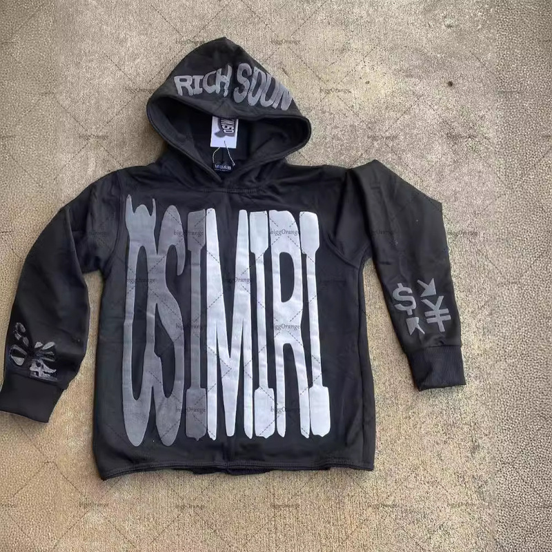 Colorful New Letter Print Oversized Hoodie Men's American Street Clothing Retro Trendy Brand Fashion Loose Set