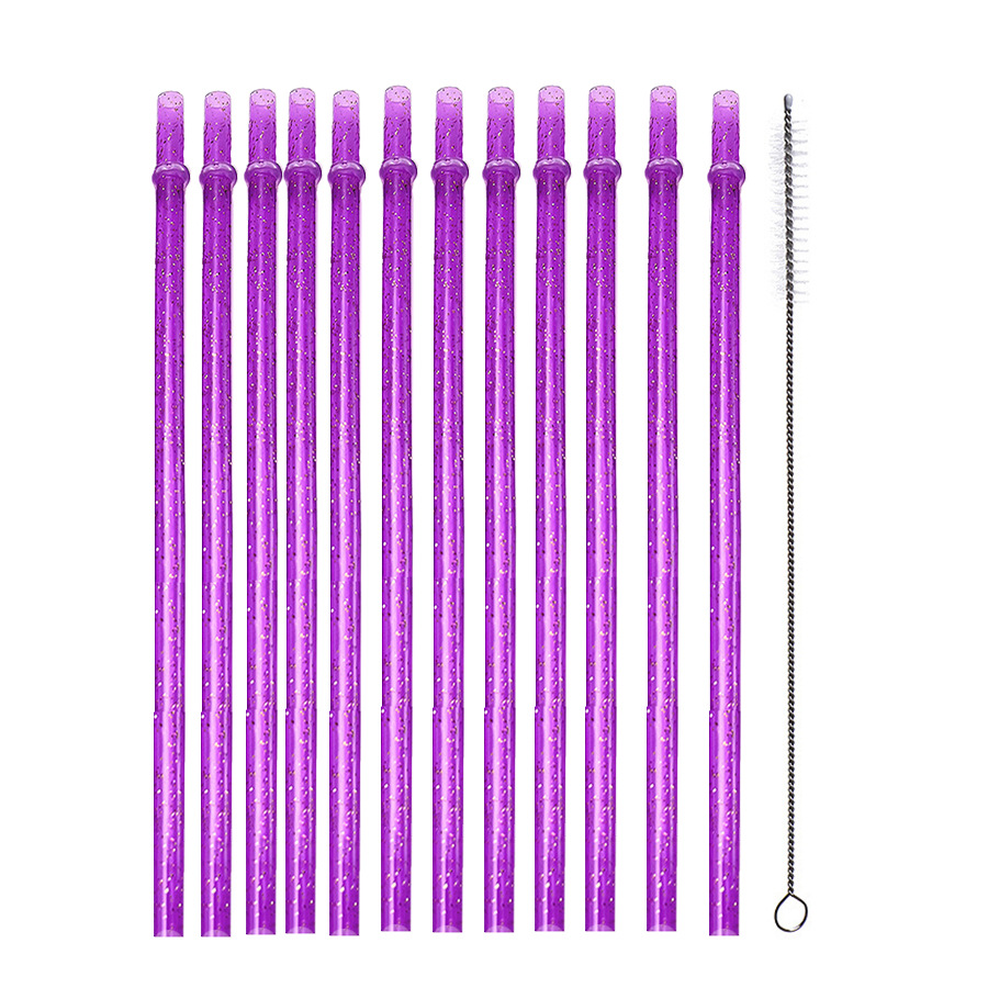 Ventas transfronterizas calientes de 12 hebillas de paja rígida de rosca de color anti-desprendimiento PP de paja de plástico reutilizable anillo de tubo duro