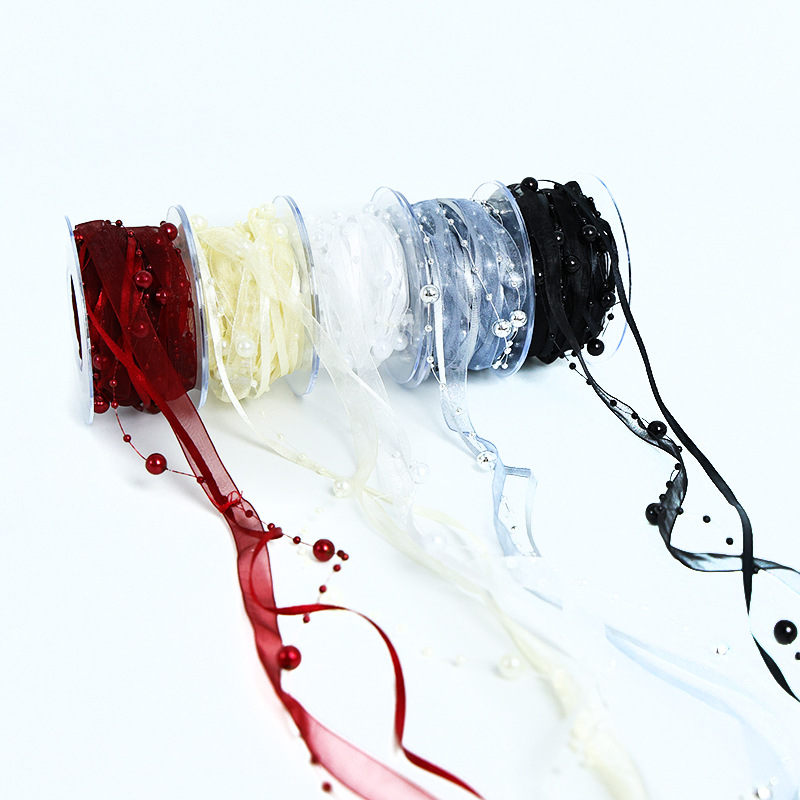 Hilo de amor de cuentas, cinta de perlas, cadena de cuentas creativas, cinta de color, material de embalaje de flores, accesorios para el cabello con cuentas, cinta de bricolaje de regalo