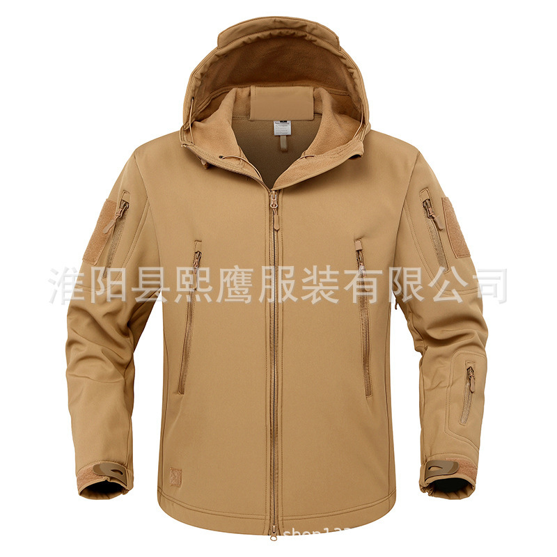 Factory Supply Cross-Border Autumn and Winter Sharkskin Soft Shell Three-In-One Polar Fleece Outdoor Sports Cycling Breathable Jacket Windbreaker