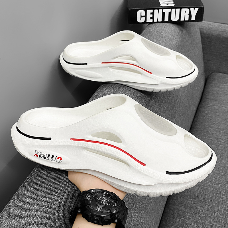 Slippers de moda para hombres, zapatillas impermeables, zapatillas de playa de tacón plano antideslizante para mujeres, baño doméstico