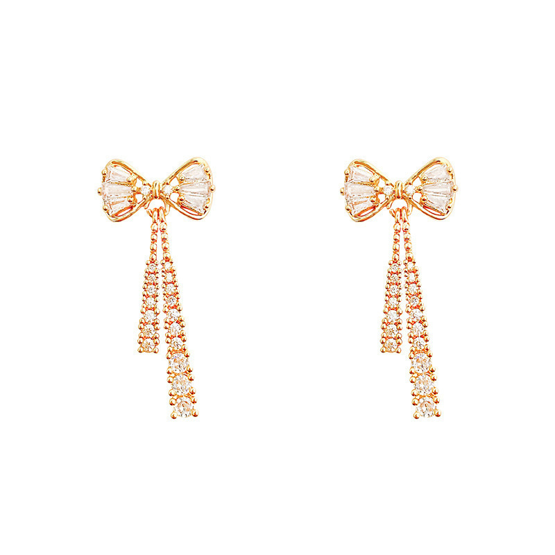 @Oferta Especial@ Pendientes de Cristal con Lazo Coreano 2025, Modernos y Elegantes, Diseño de Lujo Ligero