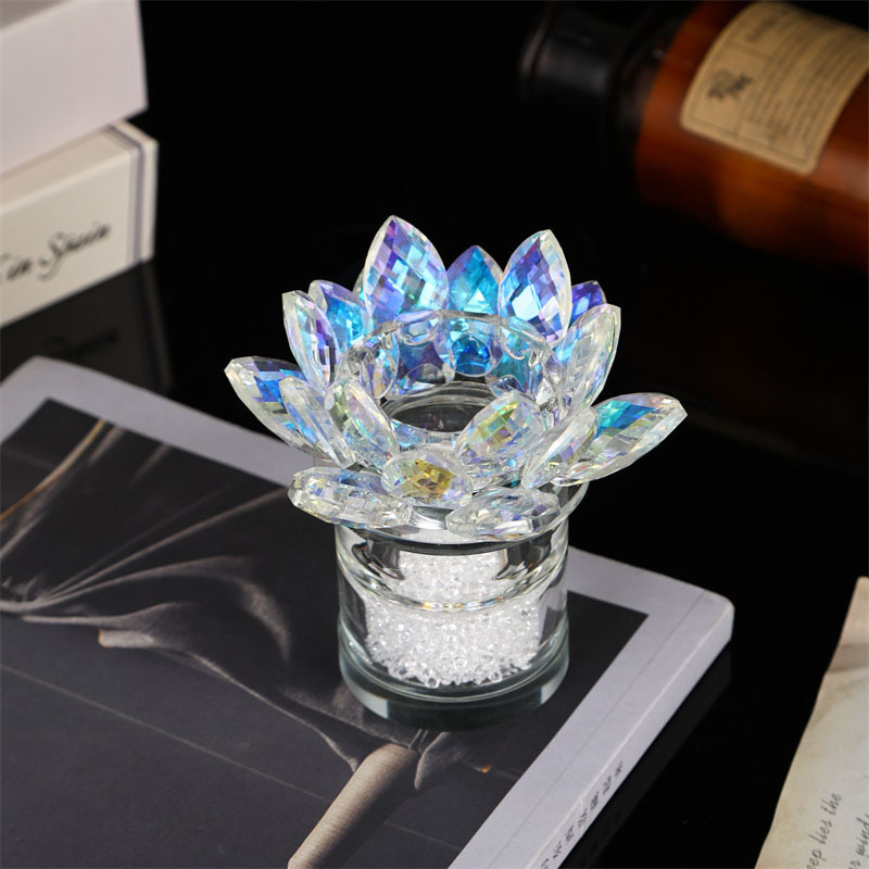 厂家供应高脚水晶莲花烛台酥油灯座 跨境 水晶蜡烛台供佛烛台批发|undefined