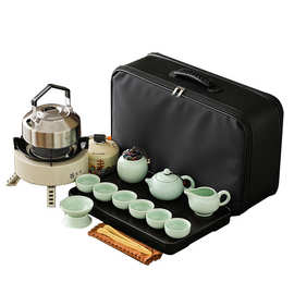 便携车载旅行茶具套装户外露营卡式炉烧水煮茶壶全套泡茶壶收纳包