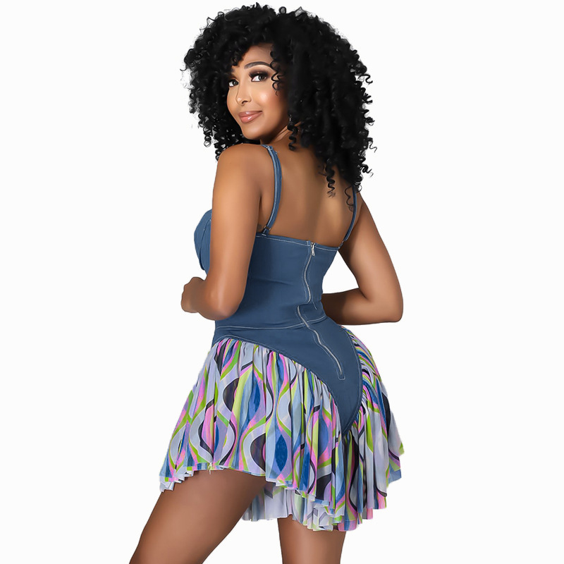 8595 Women's European and American Culottes Suspender Denim Shorts Women's Casual Jumpsuit 2021 Summer New Hot Girl Pants