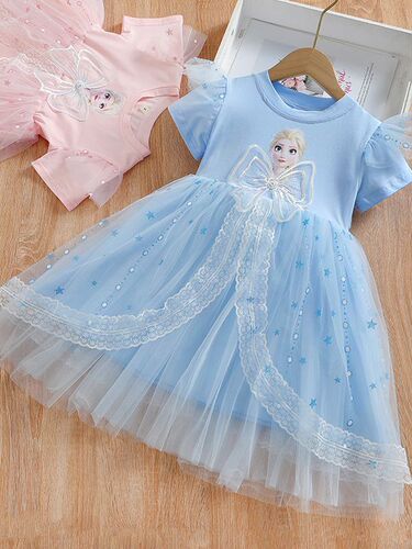 2026 summer new dress for girls, short-sleeved fluffy gauze dress, Aisha dress, foreign style girl Aisha princess dress