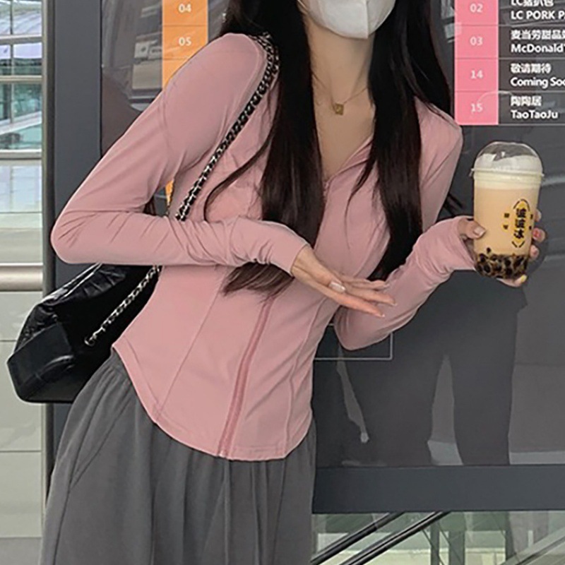 紧身防晒衣女夏季原纱修身冰丝凉感防紫外线修身开衫立领防晒服女