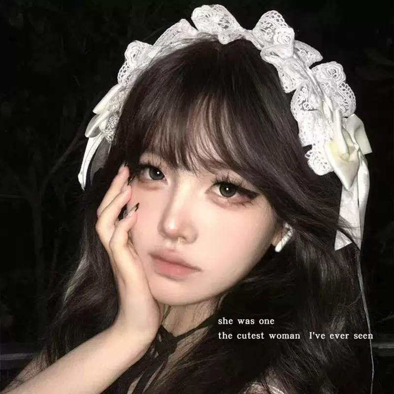 蕾丝布料蝴蝶结鸭嘴夹发带女2024发夹洛丽塔甜妹可爱发卡头饰
