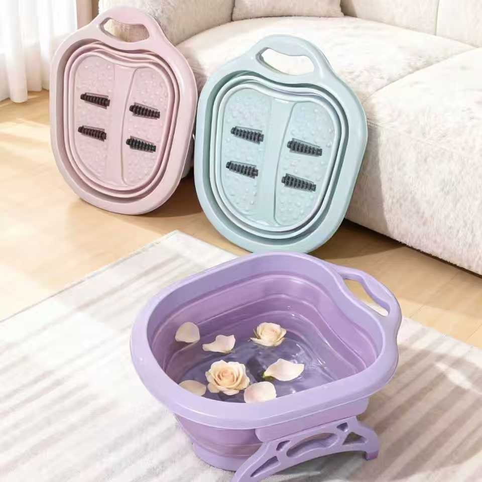 Cubo de baño de pies plegable, baño de pies de plástico, baño de pies grueso, baño de pies, baño de pies, baño de pies, baño de pies, baño de pies para adultos en casa