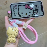 Золотая цепочка для мобильного телефона helloKitty Hello Kitty, подвеска KT, брелок для кошек для девочек, подарок на день рождения лучшего друга