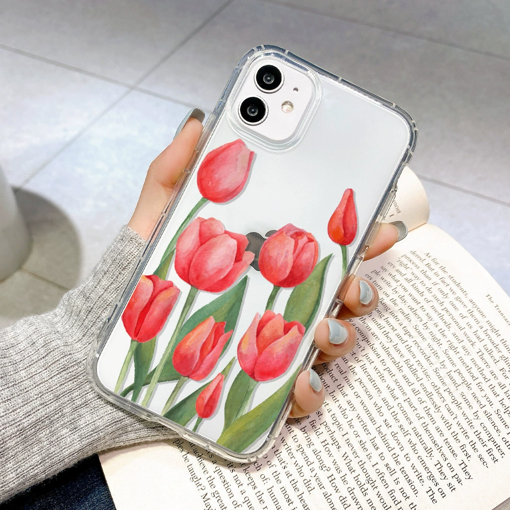 Apple, свежий совместимый чехол для телефона, iPhone13 Pro, прозрачный гибкий тыль, цветы, iphone, оптом
