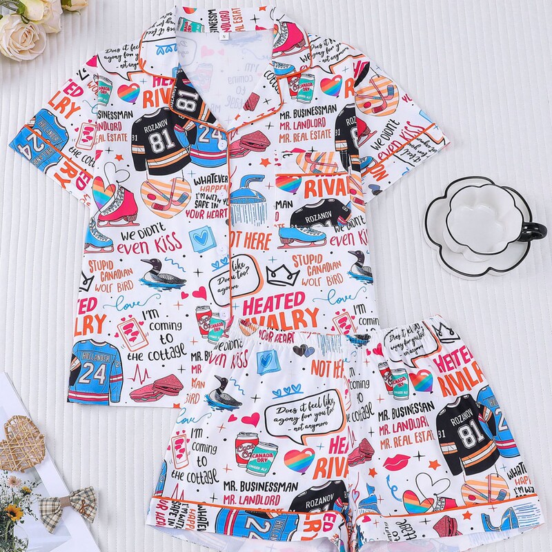 Cross-border foreign trade European and American style women's comfortable thin vacation cardigan short-sleeve lapel pajamas home wear European and American pajamas